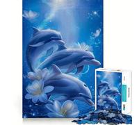 Puzzle Dauphin Aquarelle 1000 pièces,Jeu de mémorisation mentale,découpage de Haute précision,activité Manuelle,défi cérébral interactif pour la Maison (38x52cm)
