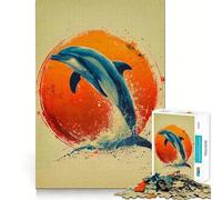 Puzzle Dauphin Aquarelle 1000 pièces pour Adolescents,Jeu Stimulant l'esprit,Taille Uniforme,pièces précises,activité Amusante en Famille Le Soir (38x52cm)