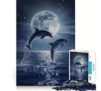 Puzzle Dauphin Aquarelle pour Adolescents,1000 pièces,activité ludique et stimulante,découpe Nette,Composants Robustes,idéal pour se réunir (38x52cm)