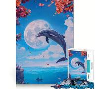 Puzzle Dauphin Aquarelle pour Adultes,1000 pièces,Jeu de mémoire,découpe Laser pour Un Assemblage Parfait,Cadeau Unique pour soulager Le Stress (38x26cm)