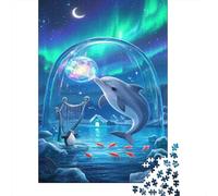 Puzzle Dauphin avec 1000 Pièces pour Adultes,Paysage de Glace et de Neige Un Jeu De Dexérité Très Difficile Puzzle en Bois Jeu D'intelligence l'art De La Décoration Moderne 1000pcs (75x50cm)