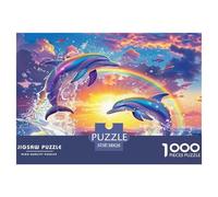 Puzzle Dauphin Composé De 1000 Pièces pour Adultes,Vague au Coucher du Soleil Un Jeu De Dexérité Très Difficile Puzzle Éducatif avec des Défis 38x26cm/1000pcs