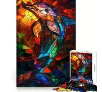 Puzzle Dauphin en vitrail 1000 pièces pour Adultes Jeu Intelligent et Amusant d'intérieur Découpe précise Joli Cadeau 38x52cm