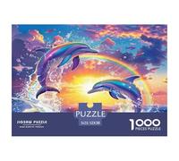 Puzzle Dauphin Qui Compte 1000 Pièces pour Adultes,Vague au Coucher du Soleil Un Jeu De Dexérité Très Difficile Puzzle Éducatif avec des Défis 52x38cm/1000pcs