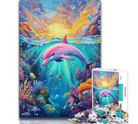 Puzzle Dauphin Rose 1000 pièces pour Adultes et Adolescents pour sublimer l'amour Entre Couples à partir de 14 Ans (50x75cm)