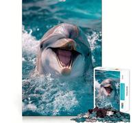 Puzzle Dauphin Souriant dans l'Océan pour Adultes 1000 Pièces Stimule la mémoire Soulage Le Stress Bords Lisses 50x75cm