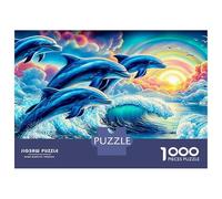 Puzzle Dauphins 1000 Pièces Puzzle en Océan Coloré Jeu Défiant Parfait pour la Détente 100% Carton Recyclé pour Adultes et Enfants à partir de 14 Ans 70x50cm/1000pcs