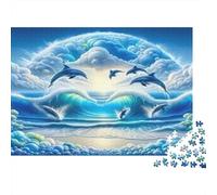 Puzzle Dauphins 1000pcs 38x26cm Papier Recy dultes Cœur Océan Lunaire Défi Difficile Aptitudes Manuelles Décoration Maison Cadeau