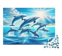 Puzzle Dauphins 1000pcs 52x38cm Papier Recy dultes Banc Dauphins Océan Défi Difficile Détente Divertissement Maison Idée Cadeau