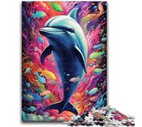 Puzzle Dauphins Colorés pour Adultes 1000 Pièces, Jeu de Puzzle Défiant, Idéal comme Cadeau pour Toute la Famille (38x26cm)