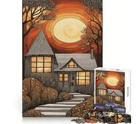 Puzzle d'automne au Coucher du Soleil pour Adultes, 1000 pièces, thème Chalet, réflexion Critique, évasion sereine, Bords Uniformes, Cadeau Festif (50x75cm)