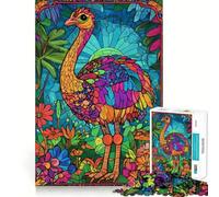 Puzzle d'autruche en vitrail pour Adultes, 1000 pièces, Jouet Intelligent, Lien Familial, Bords Lisses, présentation Artistique 38x26cm