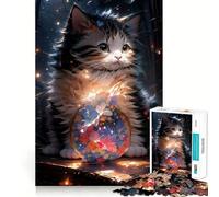 Puzzle d'aventure Chat Duveteux fantaisiste 1000 pièces,Jeu d'adresse créatif,pièces Robustes et découpées avec précision,idéal pour Les Voyages, pour Les Cerveaux (38x52cm)