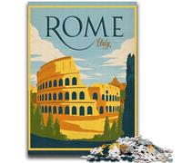 Puzzle de 1 000 pièces avec Affiche de Voyage à Rome, Italie Difficile à réaliser, mais Amusant et Humoristique Affiche et fiche de Questions-réponses Assorties (38x52cm)