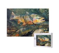 Puzzle de 1 000 pièces avec boîte de rangement, puzzle en bois imprimé de pêche à la mouche, 75 x 50 cm, pour adultes et enfants, jeu décoratif amusant en famille