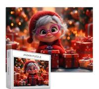 Puzzle de 1 000 pièces avec inscription « Grandma portant un chapeau de Père Noël » pour adultes - Puzzle coloré à faire soi-même pour la décoration de la maison, cadeaux - Puzzle familial parfait