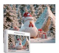 Puzzle de 1 000 pièces avec poulet portant un chapeau de Père Noël pour adultes - Puzzle coloré à faire soi-même pour décoration de la maison, cadeaux, puzzle familial, parfait pour les soirées de jeu