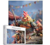Puzzle de 1 000 pièces de poulet dans une armure de citrouille pour adultes - Scène de dessin animé d'Halloween - Jeux d'activités familiales - Puzzle coloré pour décoration d'intérieur - Cadeaux de