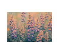 Puzzle de 1 000 pièces en bois pour adultes - Motif herbe de plante orange et violette - Pour adultes - Décoration d'intérieur