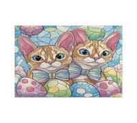 Puzzle de 1 000 pièces en forme de chat Devon Rex pour adultes, œufs en vitrail, chaton, décorations amusantes pour divertissement à domicile