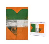 Puzzle de 1 000 pièces en forme de cœur avec drapeau irlandais personnalisé pour adultes - Puzzle photo artistique à suspendre au mur pour anniversaire, mariage, Saint-Valentin, anniversaire de