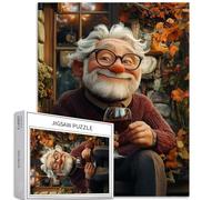 Puzzle de 1 000 pièces « Grandpa drinking in front of the door » pour adultes - Style dessin animé - Jeux d'activités familiales - Puzzle coloré pour décoration d'intérieur - Cadeaux de 50,8 x 68,6 cm