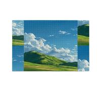 Puzzle de 1 000 pièces Hytter Espace vert sous le ciel bleu Puzzle éducatif en bois intellectuel, jeu amusant pour soulager le stress