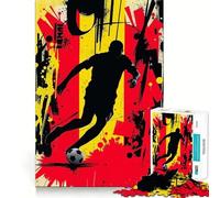 Puzzle de 1 000 pièces pour adulte avec silhouette d'un joueur de football belge - Art des bords haut de gamme - Puzzle logique - Amusement pendant les loisirs - Décoration de Noël (50 x 75 cm)