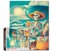 Puzzle de 1 000 pièces pour adulte - Squelette sur peinture de vocation - Puzzle de 1 000 pièces - Paysage marin au coucher du soleil - Décoration murale - Bricolage - Art (coloré)