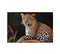 Puzzle de 1 000 pièces pour adultes - Casse-tête stimulant pour nuits de jeu, léopard africain sur rocher - Puzzle en bois personnalisé pour photo de famille, taille finie : 74,9 x 50 cm