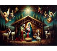 Puzzle de 1 000 pièces pour adultes - Crèche de Noël à Bethléem - Manger - Nuit sainte - Histoire de Noël - Œuvre d'art religieuse - Cadeaux inspirants pour la famille - 69,5 x 50,7 cm