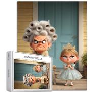 Puzzle de 1 000 pièces pour adultes - Motif : grand-mère et petite fille en colère - Scène de dessin animé - Jeux d'activités familiales - Puzzle coloré pour décoration d'intérieur - Cadeaux 50 x 70