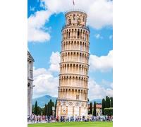Puzzle de 1 000 pièces pour adultes, paysage pittoresque avec église et célèbre tour inclinée à Pise Italie Puzzle en bois parfaitement assorti à la famille