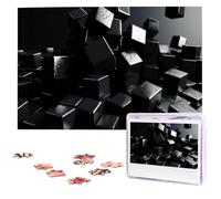Puzzle de 1 000 pièces pour adultes - Puzzle stimulant pour nuits de jeu - Cubes noirs en bois personnalisés pour photos de famille - Taille finie : 74,9 x 50 cm