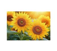 Puzzle de 1 000 pièces pour adultes - Puzzles stimulants pour nuits de jeu, fleurs de tournesol - Puzzle en bois personnalisé pour photo de famille, taille finie : 75 x 50 cm