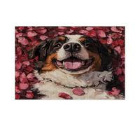 Puzzle de 1 000 pièces pour chien Saint Bernard de la Saint-Valentin pour adultes, chiot rose amoureux en bois, motif animal de compagnie, décoration pour divertissement à domicile