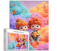 Puzzle de 1 000 pièces pour deux enfants - Puzzles colorés pour adultes - Style conte de fées - Puzzle coloré pour décoration de la maison, cadeaux, famille - Parfait pour les soirées de jeu - 50,8 x