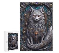 Puzzle de 1 000 pièces - Puzzle renard steampunk blanc pour adultes - Puzzle - Cadeau d'anniversaire difficile et difficile - Cadeaux de jeu difficile - 1 000 pièces
