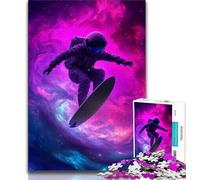 Puzzle de 1 000 pièces représentant des astronautes et surfeurs dans l'espace, idéal pour Les Adultes, idéal pour la décoration de la Maison, idéal comme Cadeau pour Toute la Famille, 38x26cm