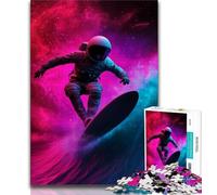 Puzzle de 1 000 pièces représentant des astronautes et surfeurs dans l'espace, idéal pour Un Anniversaire, Une décoration Murale ou Tout Simplement pour Un Plaisir 50x75cm