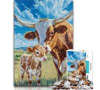 Puzzle de 1 000 pièces représentant des bovins des prairies pour Adolescents, défi d'intelligence cérébrale, Jouets addictifs pour la décoration de la Maison (50x75cm)
