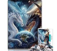Puzzle de 1 000 pièces représentant des Dragons Volants encerclant la Terre pour Adolescents, défi d'intelligence cérébrale, Jouets addictifs pour la décoration de la Maison (50x75cm)