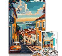Puzzle de 1 000 pièces représentant la Ville de Lisbonne, au Portugal, pour Adultes et Adolescents Jouet éducatif et décompressant, idéal comme Cadeau, 38x26cm