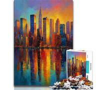Puzzle de 1 000 pièces représentant Un Paysage Urbain de New York, Peinture à l'huile, pour Adolescents, Jeu d'intelligence cérébrale addictif, décoration d'intérieur (50x75cm)