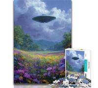 Puzzle de 1 000 pièces représentant Un Vaisseau Spatial Extraterrestre, Peinture à l'huile, idéal comme Cadeau pour Toute la Famille 38x26cm