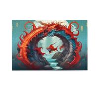 Puzzle de 1 000 pièces Whjdpp Fish Leap Dragon Gate Image éducative intellectuelle en bois Puzzle amusant Jeu anti-stress