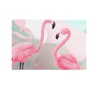 Puzzle de 1 000 pièces Yyhwhjde Love Flamant rose, éducatif intellectuel, en bois, puzzles amusants pour soulager le stress