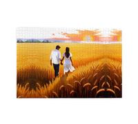 Puzzle de 1 000 pièces Yyhwhjde Love in the Wheat Field - Puzzle en bois de qualité pour adultes et enfants - Puzzles amusants pour soulager le stress