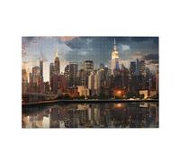 Puzzle de 1 000 pièces Yyhwhjde The New York City Skyline Pattern Puzzle en bois de qualité pour adultes et enfants, puzzles amusants pour soulager le stress