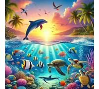 Puzzle de 100 pièces pour Adultes,Soleil Tropical Océan DIY Puzzles Divertissement Créatif,Puzzle Classiques,Cadeaux pour Art Mural(35 x 35 cm)